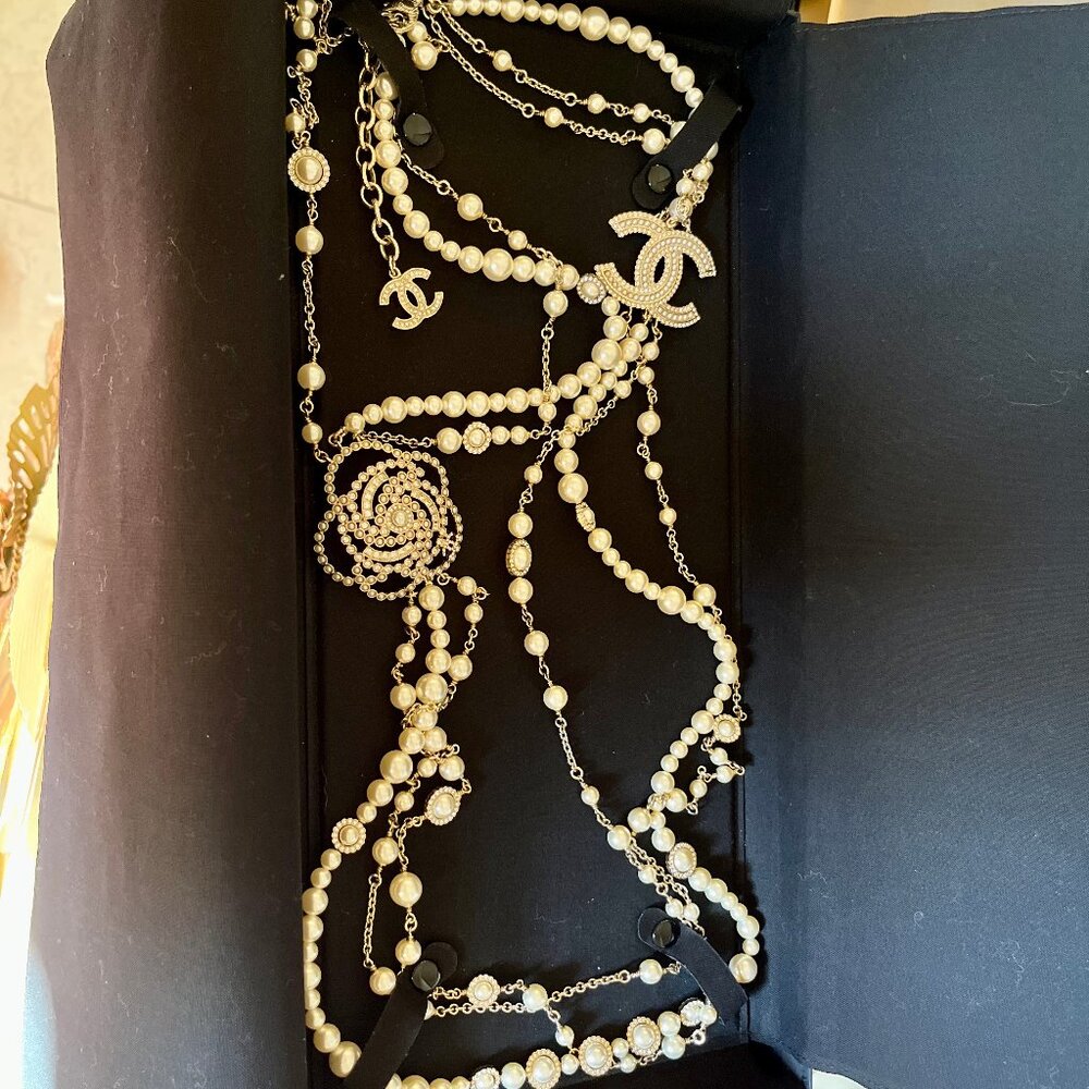 Authentic Long Chanel Pearl Necklace